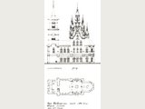 Фасад и план памятника архитектуры - Спасо-Пребраженская церковь в п.Нижняя Синячиха Свердловской области
